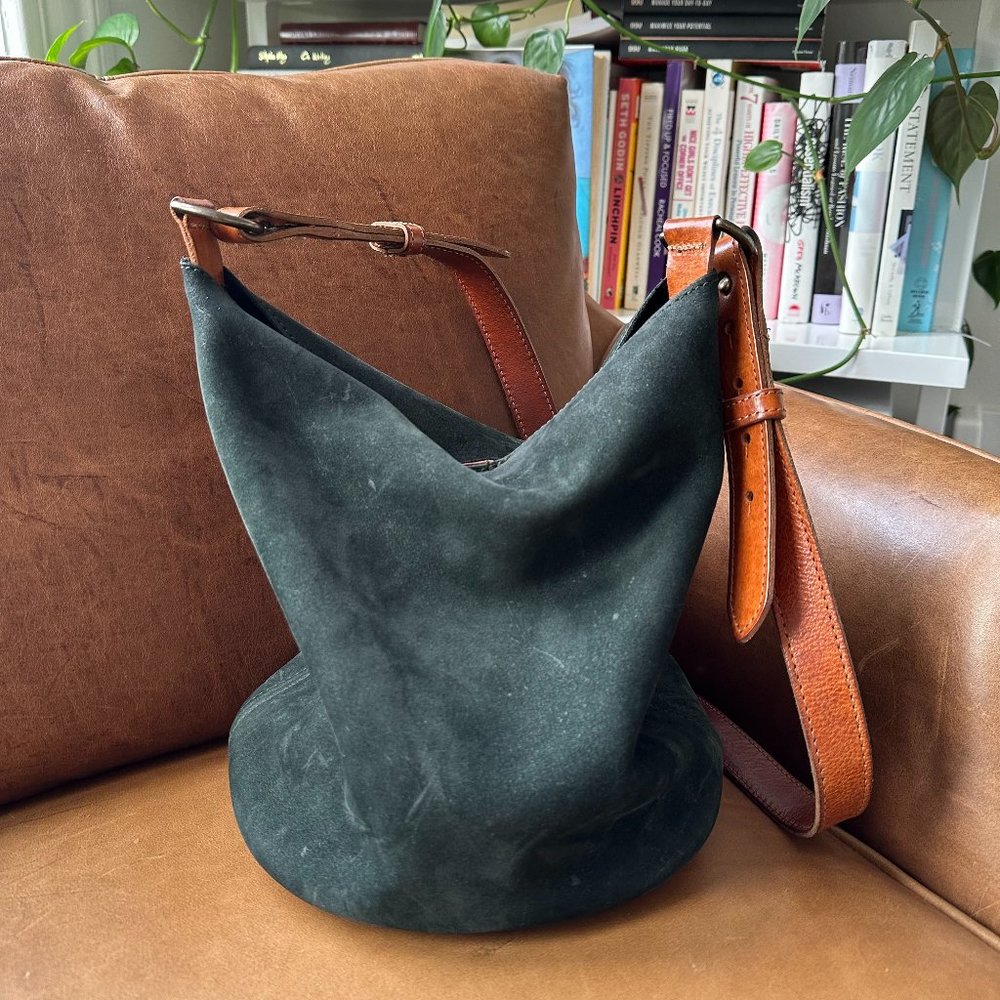 Moore & Giles Easton Tote / Bucket Bag / Crossbody in Jade with Saddle Handle